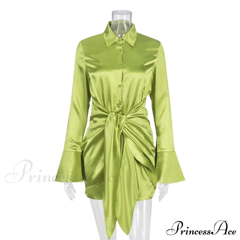 Polo Lapel Dress with Long Sleeves