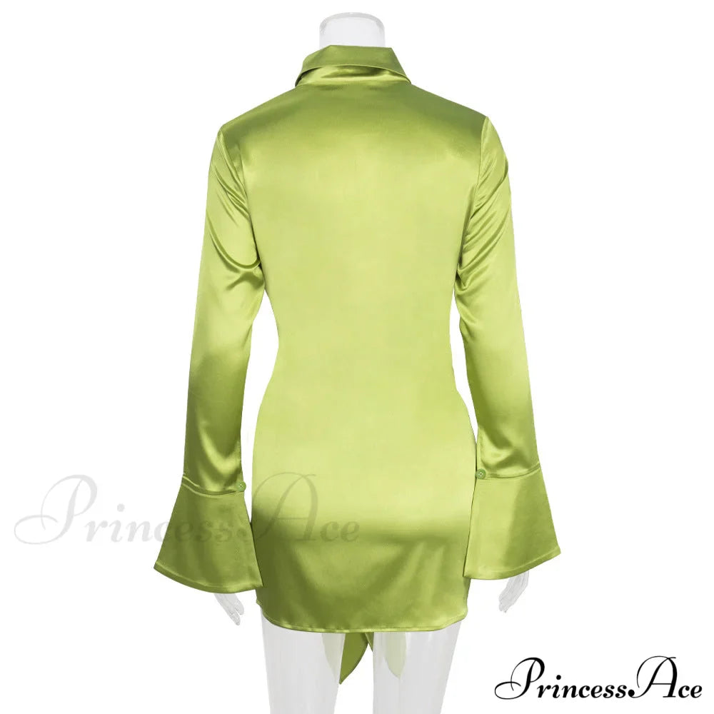 Polo Lapel Dress with Long Sleeves
