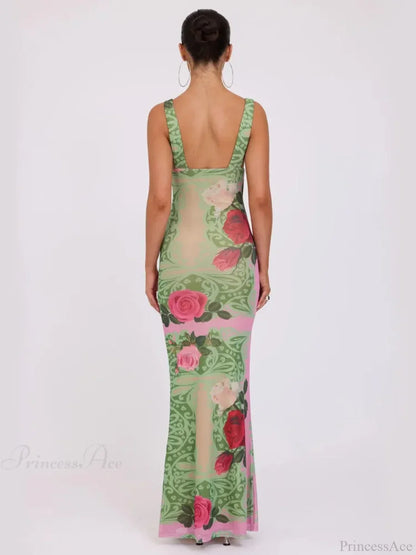 Print Slim Elegant Maxi Vacation Dress