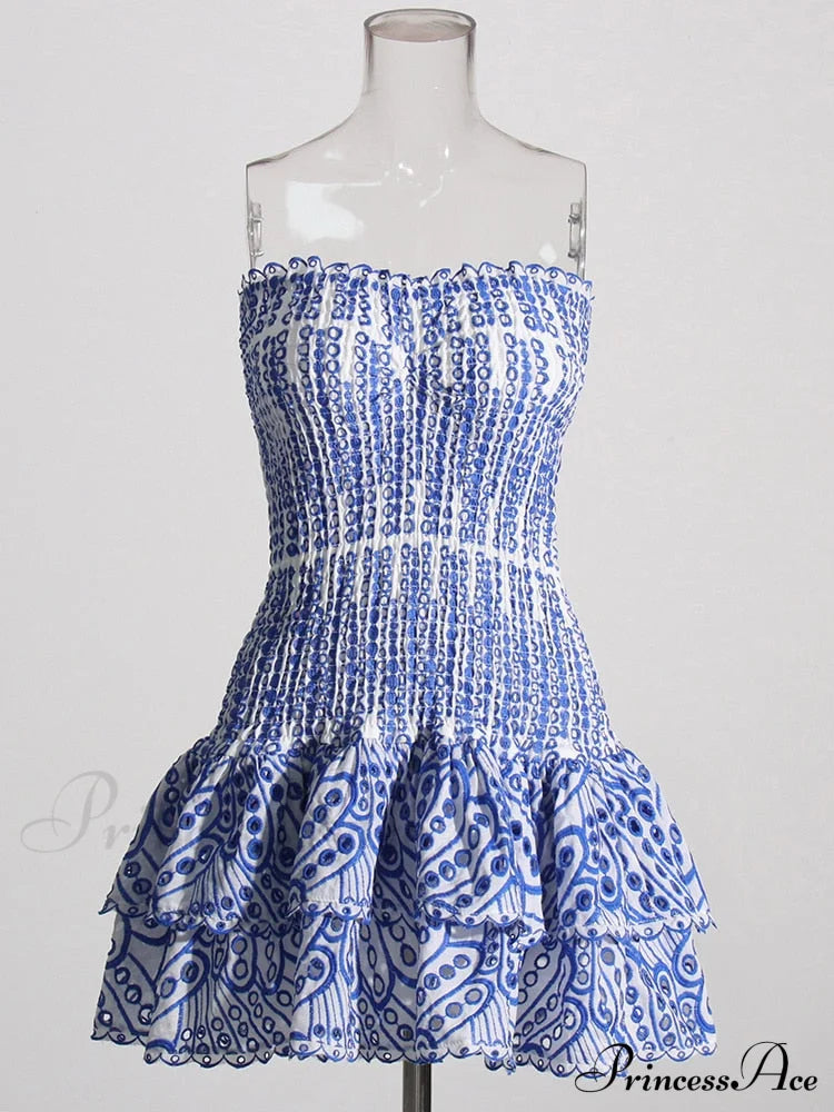 Printed Ruched Stylish Tube Mini Dress