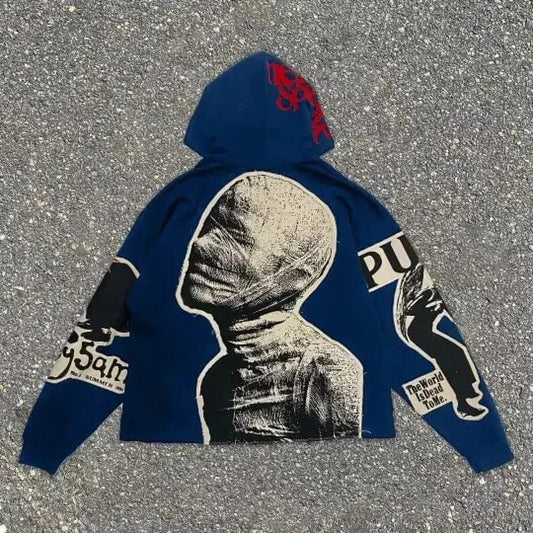 Punk Mummy Print Oversized Hoodie