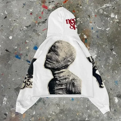 Punk Mummy Print Oversized Hoodie