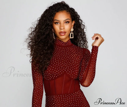 Renata Formal Heat Charming Stone Illusion Mini Dress