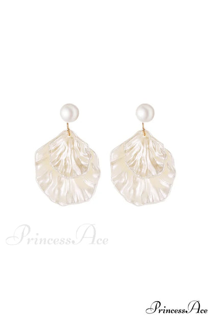 Resin Shell Earrings with Pearl Accent