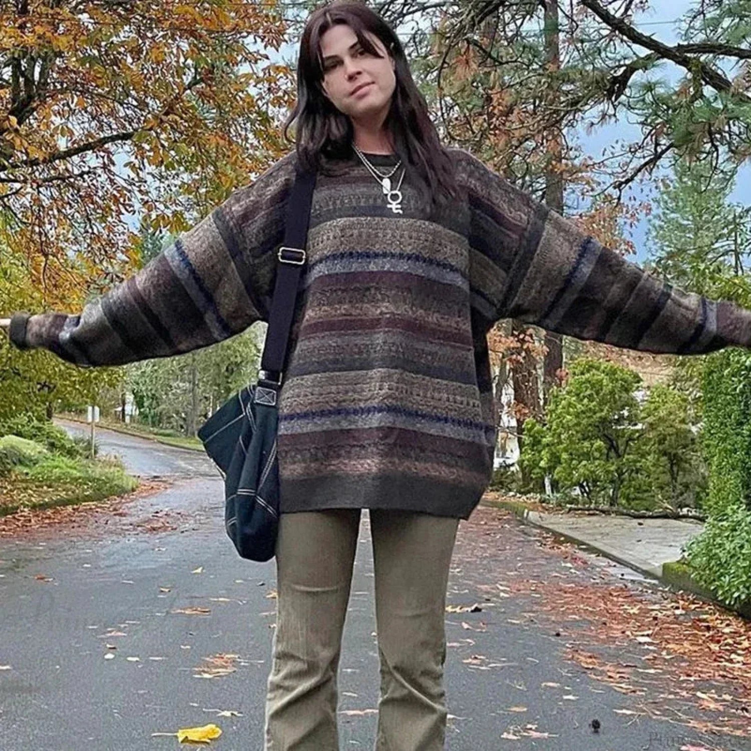 Retro Striped Knit Sweater