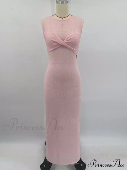 Ribbed Knit Bandeau Charming Sleeveless Midi Dress