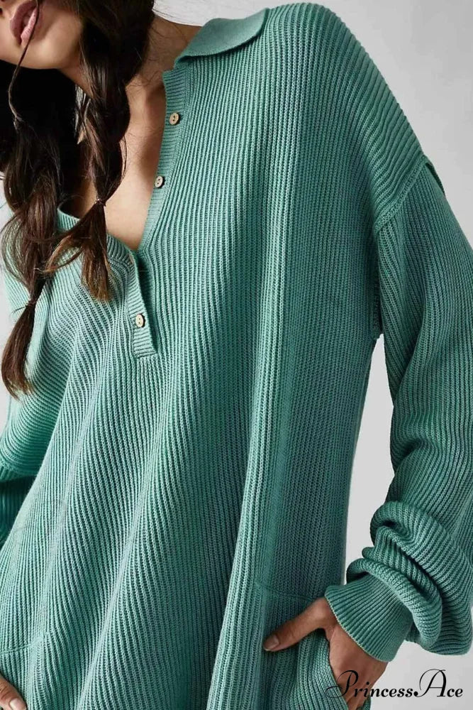 Ribbed Rompers with Lapel and Long Sleeves