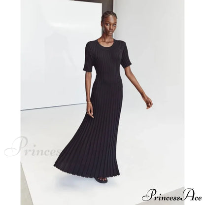 Ribbed Short Stylish Sleeve Maxi Dress&nbsp;