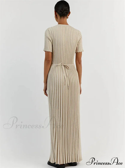 Ribbed Short Stylish Sleeve Maxi Dress&nbsp;