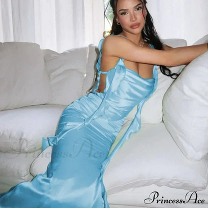 Ribbon Backless Maxi Dress