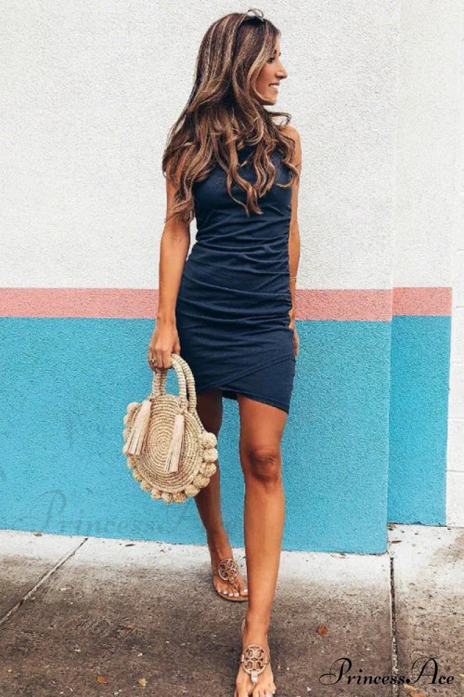 Ruched Bodycon T-Shirt Dress in Black