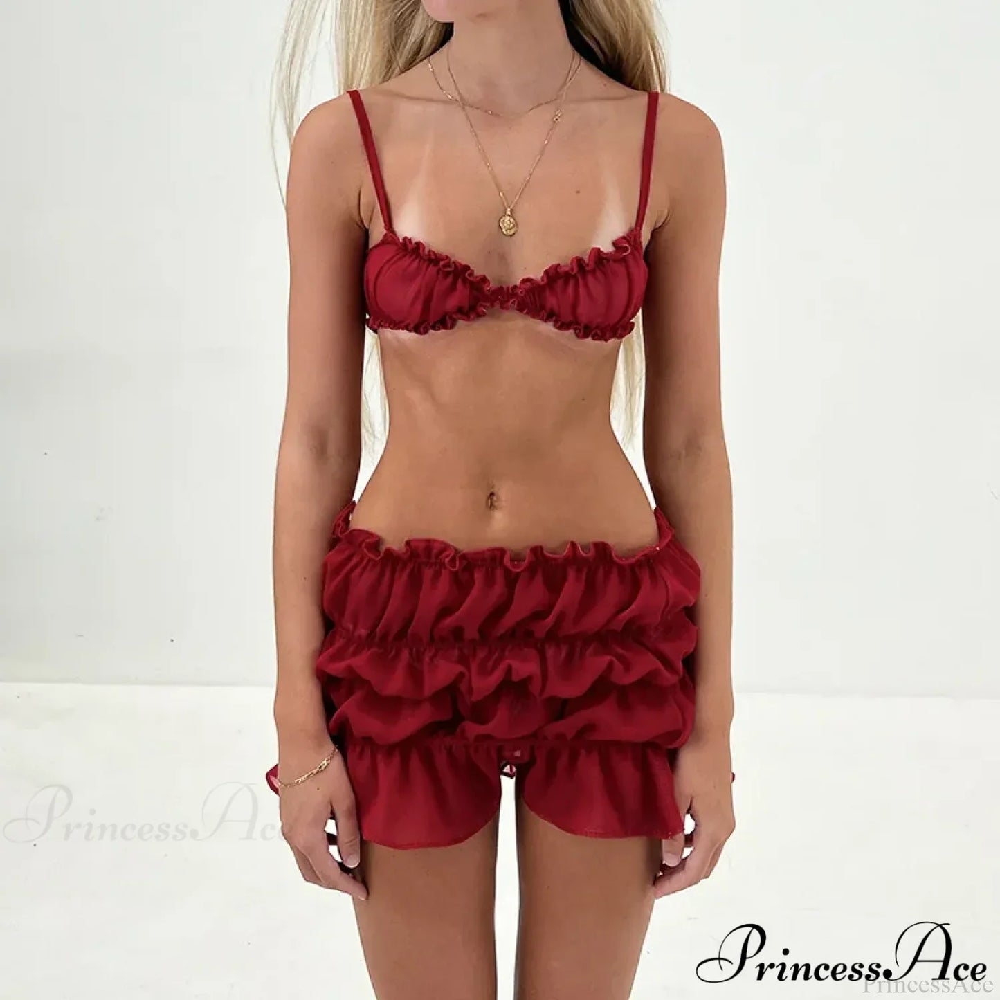 Ruched Bralette And Charming Mini Skirt Set