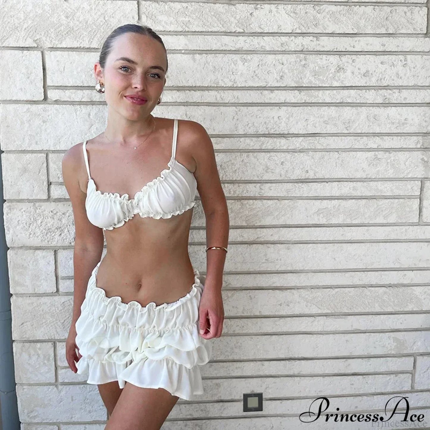 Ruched Bralette And Charming Mini Skirt Set