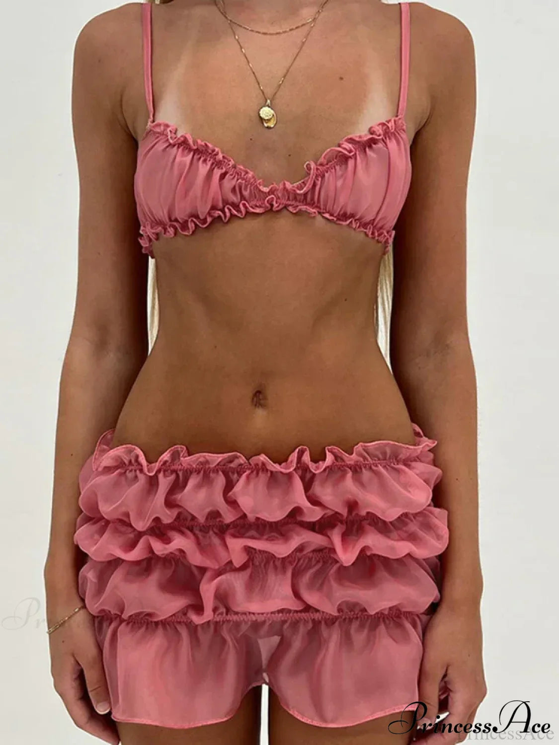 Ruched Bralette And Charming Mini Skirt Set