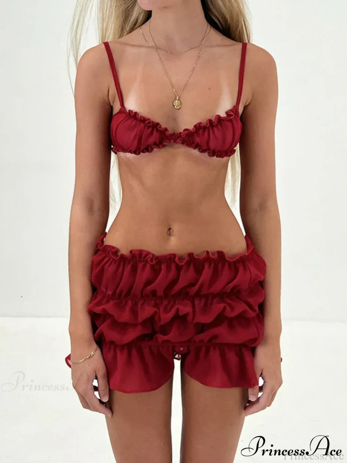 Ruched Bralette And Charming Mini Skirt Set