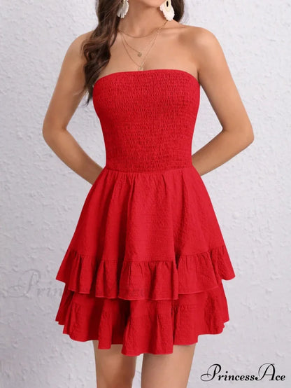 Ruffle Hem Tube Dress