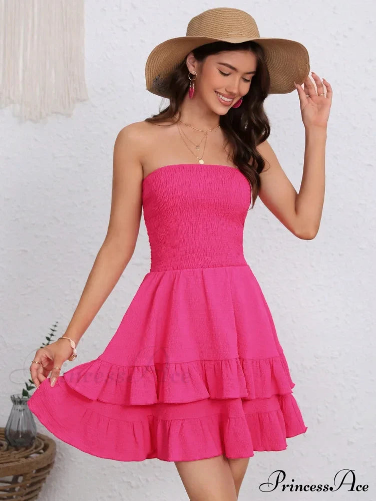 Ruffle Hem Tube Dress