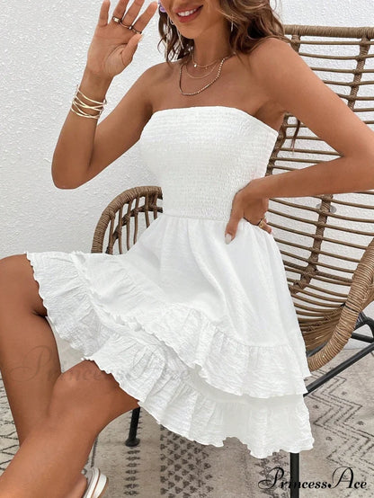 Ruffle Hem Tube Dress