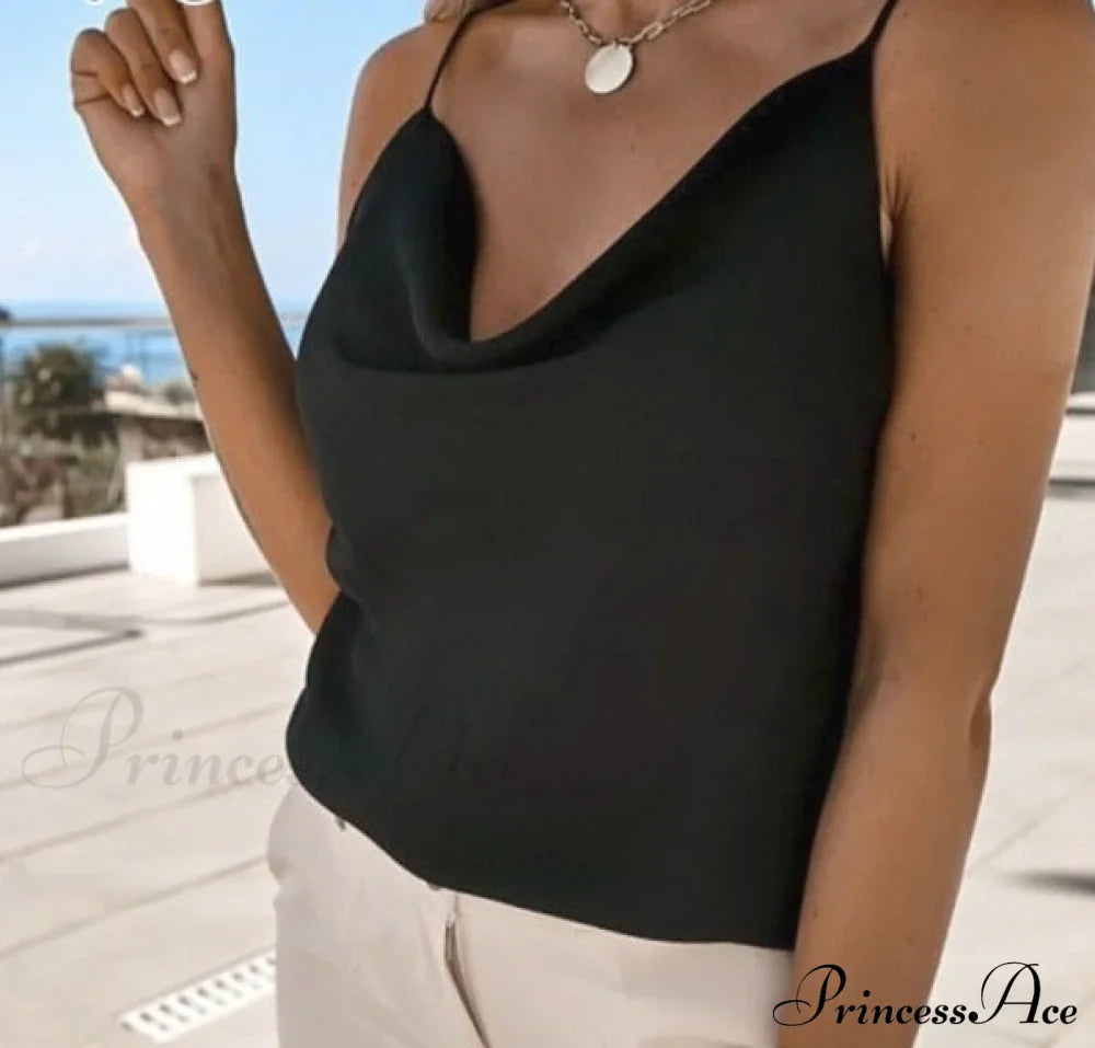 Ruffle Spaghetti Strap V Backless Top