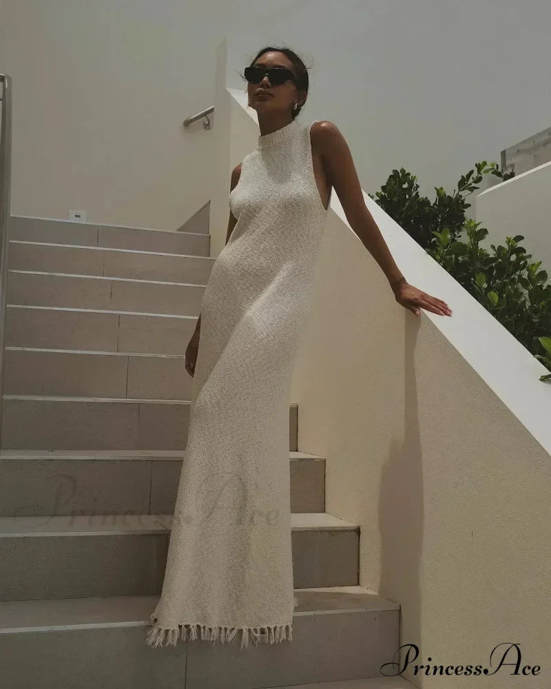 Ruffles Backless Maxi Dress
