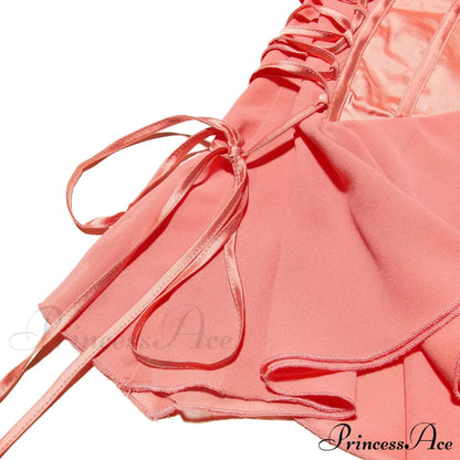 Satin Lace Up Charming Bandage Strapless Mini Dress