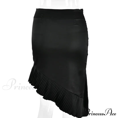 Satin Pleated Stylish Trim Midi Skirt