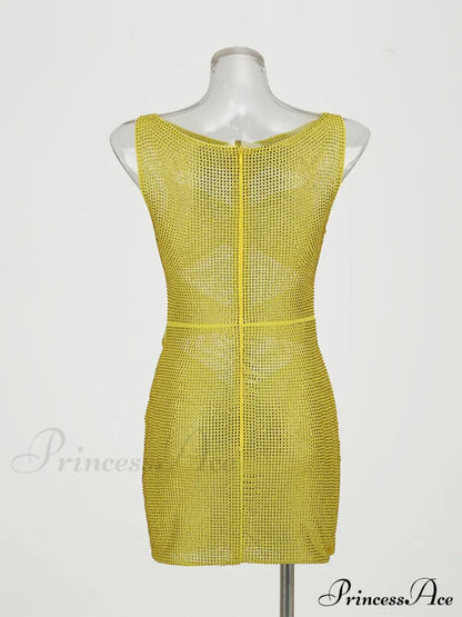 Sequin Flower Details Cut Graceful Out Bodycon Mini Dress