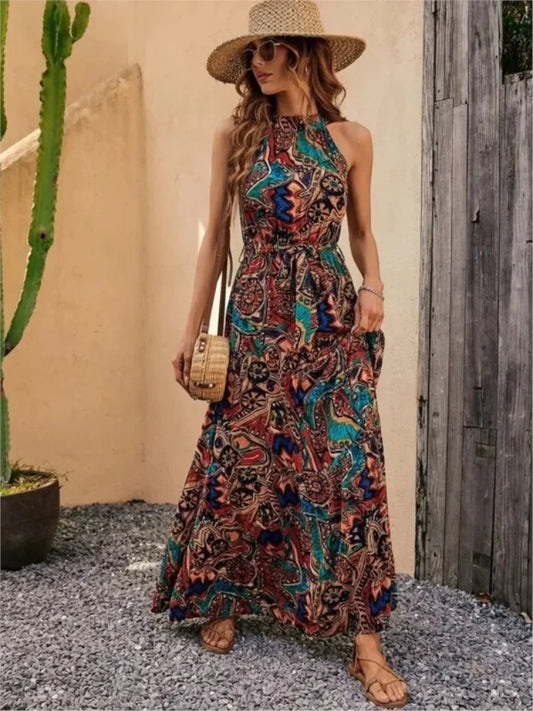 Sexy Vintage Hanging Neck Boho Dress
