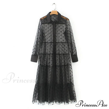 Sheer Lace Cover Up with Polka Dot Pattern for Summer