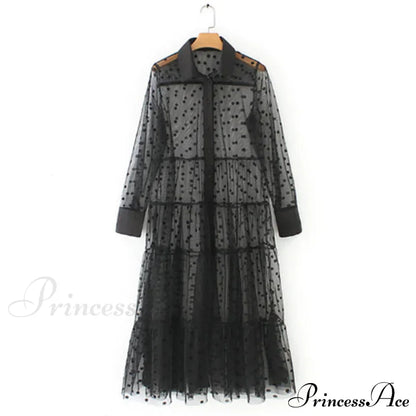 Sheer Lace Cover Up with Polka Dot Pattern for Summer