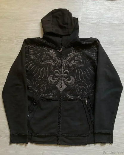 Skull Patchwork Zipper Hoodie
