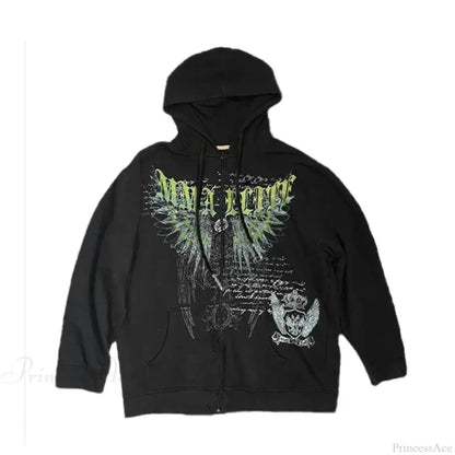 Skull Patchwork Zipper Hoodie