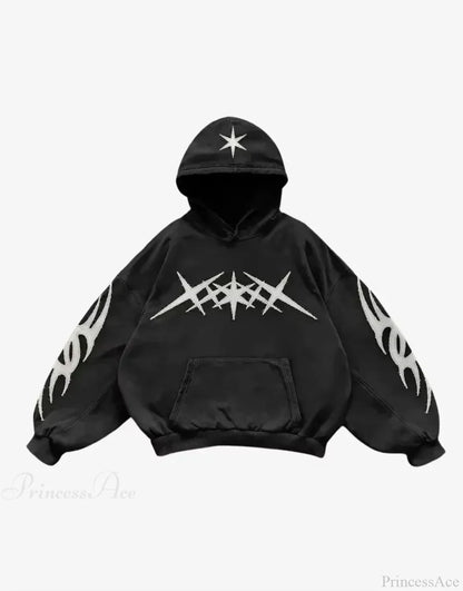 Skull Print Hooded Sweatshirt