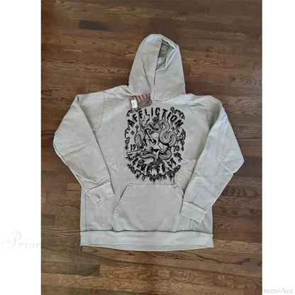 Skull Print Hooded Sweatshirt