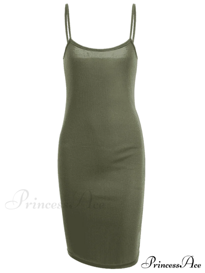 Slip Bodycon Ribbed Slit Dress