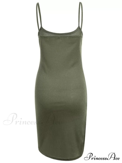 Slip Bodycon Ribbed Slit Dress