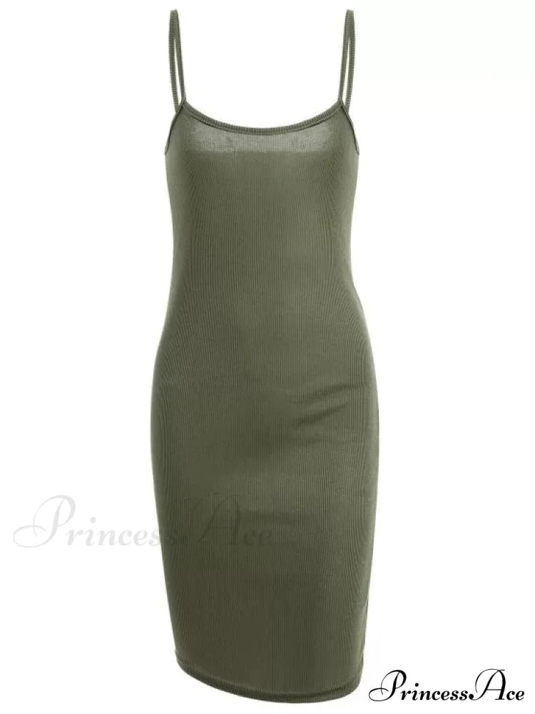 Slip Bodycon Ribbed Slit Dress