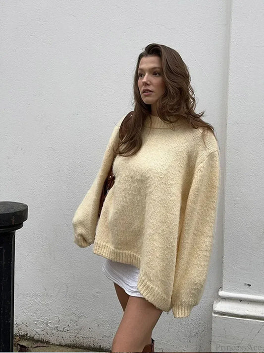 Solid Color Long Sleeve Pullover Sweater