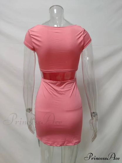 Solid Color Sexy Slim Hollow Out Mini Dress