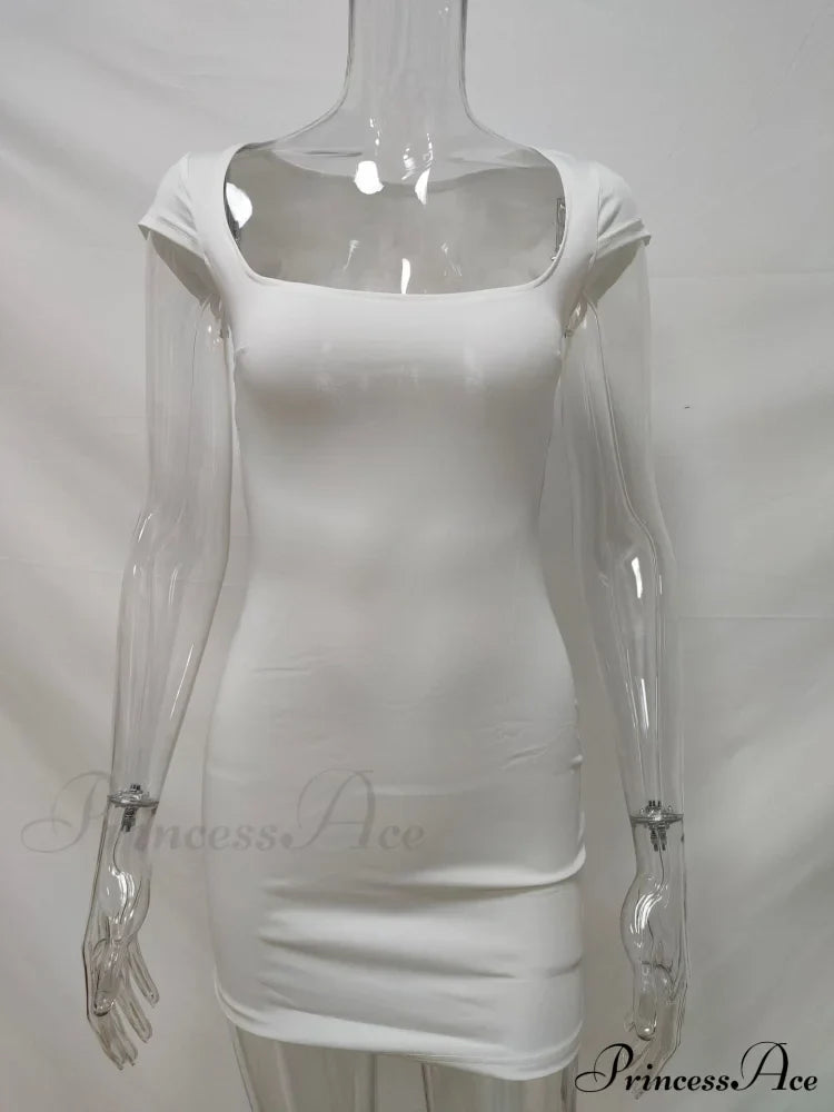 Solid Color Sexy Slim Hollow Out Mini Dress