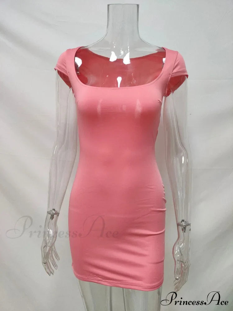 Solid Color Sexy Slim Hollow Out Mini Dress