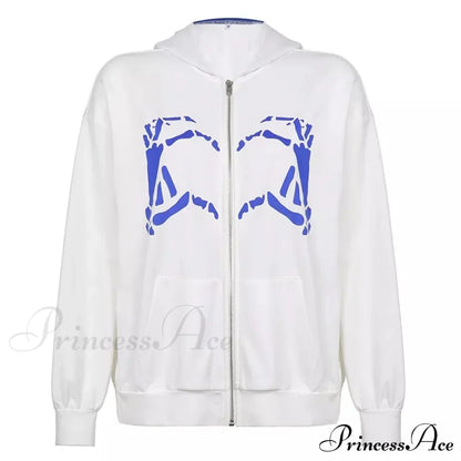 Spring Hoodie Hop Zipper Y2K Oversized Women's Gray Embroidery Letter Streetwear Punk Hip Sweatshirt