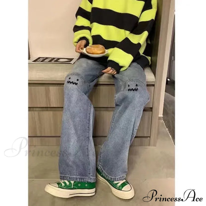 Street Trend Ruffian Handsome Letter Hip Hop Personality Fashion Ladies Trousers Jean