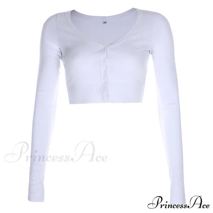 Stretchy Long Sleeve Crop Tops Cardigan