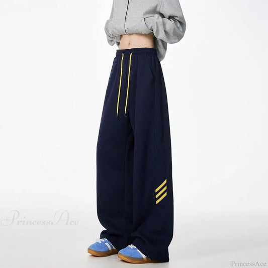 Striped Fleece Motion Loose Pants