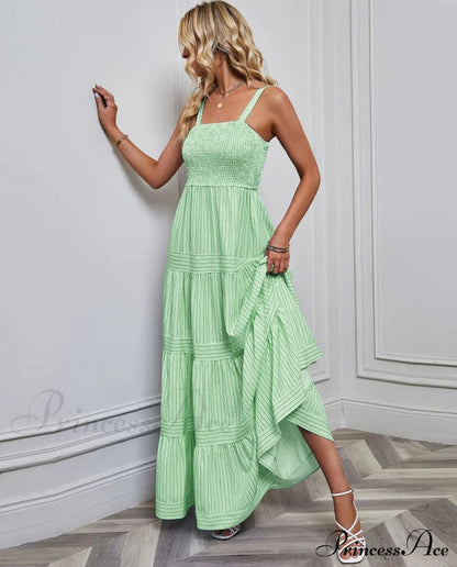 Striped Holiday Dress with Waist Strap