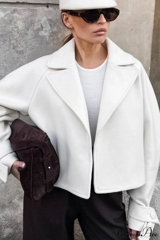 Stylish Notch-Lapel Loose Wool Short Coat