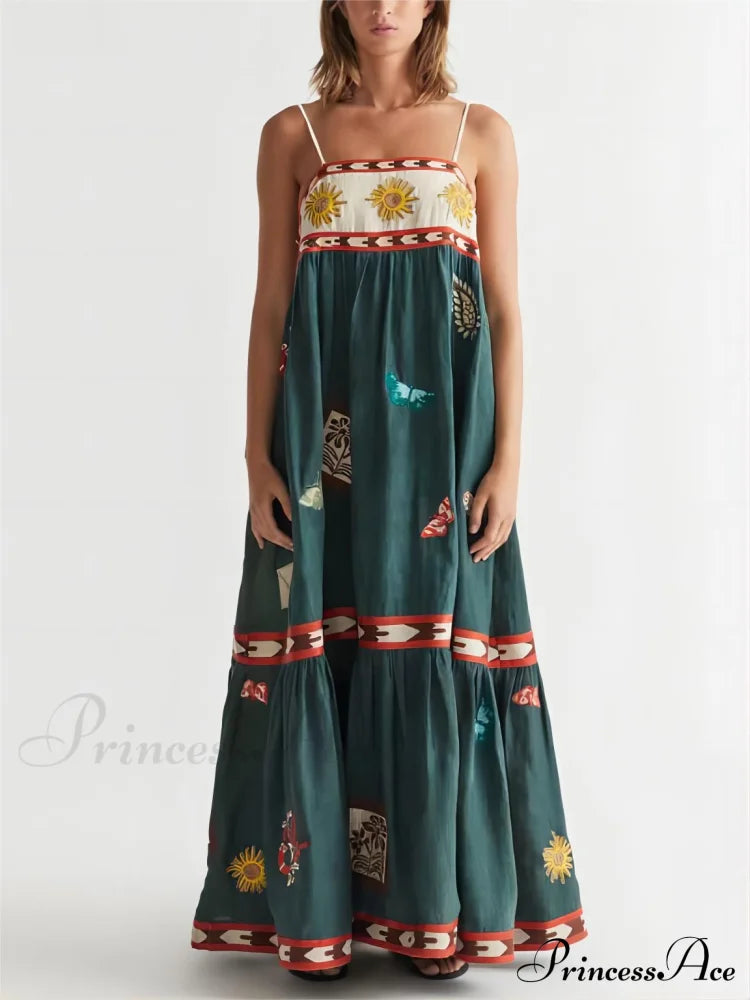 Summer Fun Unique Charming Printed Midi Dress