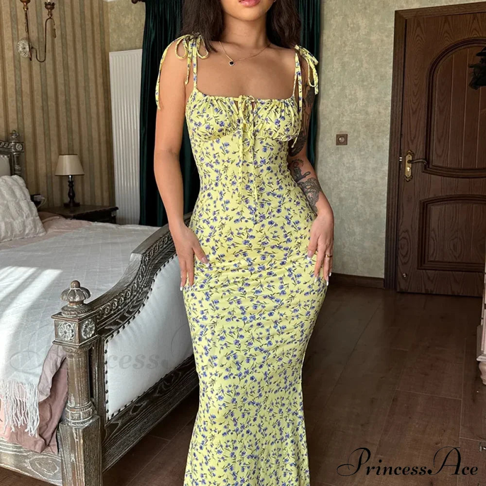 Summer Off Shoulder Lace Up Deep V Neck es Ladies Holiday Casual Long Woman Floral Dress