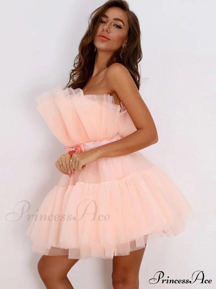 Sweet Women's Mini Party Dress - Hot Pink